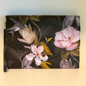 Ted Baker Floral Black Clutch / Tablet Bag / Wristlet